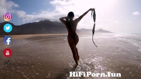 Girl masturbates in ocean after sex