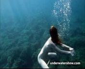 Cute Nastya swimming nude in the sea from swimming sea