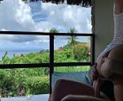 cock bouncing on a public balcony on honeymoon in paradise, projectfundiary from raju sex juli