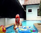 Chubby Thai babe in the pool from chubby asian thais
