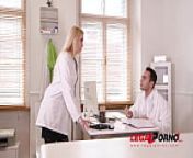 Blonde busty nurse Amber Jayne rides Doc's big fat dick at the XXX clinic GP454 from www xxx anal doc