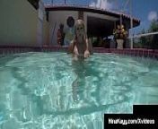 Curvy Big Boobed Nina Kayy Fingers Bangs While Swimming! from nude pony riding