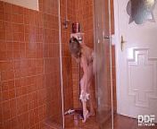 Steamy shower masturbation with horny Russian Redhead Courtney Blue from russian teen in sex bathroom
