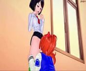 Kyoko eats out Misako before strapon fucking her against a wall in the school cafeteria. River City Girls Lesbian Hentai. from hentai anime g spot express stitch and gifs 10