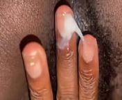 Creamy ebony pussy fingering from ebony finger