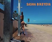 TRAVEL NUDE - Public beach shower with Russian Girl Sasha Bikeyeva Gran Canaria Maspalomas from spain nude