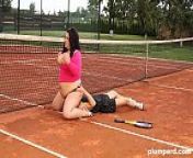 Obese woman facesits on her trainer at the tennis court from huge facesitting ass