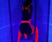Hot Squirting Orgasm in Neon Glow Dessous Under Black Light from neon pink lulu titty fuck