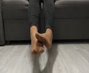 Monika Nylon shows her legs in nude nylon socks after a whole day of wearing from mallu monika nude