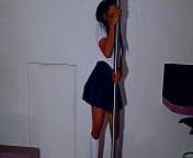 Cute student very horny dancing poledance with in her institute uniform from ├Ś