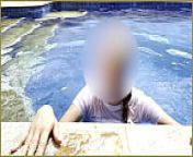 Amazing hot wife in Wet T-shirt in the hotel Pool | Risky public exhibitionist from hot braless teens voyeur see through shirt pokies in public bouncing