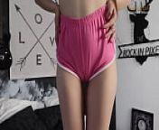 Cameltoe show pink shorts from short showing