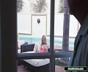Teen gets fucked outdoors by stepgrandpa from nude pool family