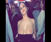 Pretty girl in dress flashes tits from flashing boobs in public