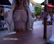 Completely sheer outfit in public Bonus from topless wife