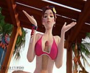 Dva Uses Her Magic Boobs on The Beach from rule34