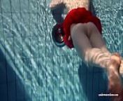 Russian teenie Lucie goes underwater swimming from day mega naked pool porn sex video
