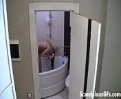 My nude GF shampooing her long brunette hair in the bathtub from xxx nude scandal