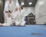 Foursome with horny teens during martial arts training from martial art kung fu