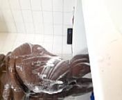 Washing Her Big Black Booty from thick tiktok thot gets naked and makes her pussy wet with a big bbc dildo