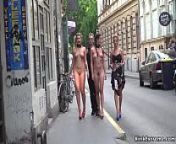 Naked sluts walked in city center from nude walk