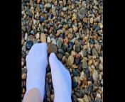 Playing with my feet in white socks with pebbles on the beach from sweet asian in white socks and wet panties fucks her big dildo sweet asian in white socks and wet panties fucks her big dildo