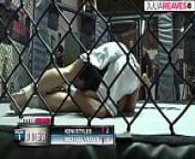 Beautiful ebony fucking after winning the cage fight from 鬥魚