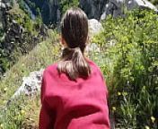 Risky Mountain Fucking Creampie for CUTE Amateur Model from creampie on a public hiking trail
