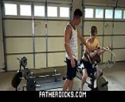 Gay Stepbrothers home gym raw anal penetration from gym gay sex