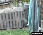 Pervert granny gets banged by a much y. man right in the middle of the backyard from little boy and old woman blue