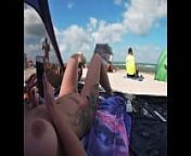 Exhibitionist Wife 511 - Mrs Kiss gives us her NUDE BEACH POV view of a VOYEUR JERKING OFF in front of her and several other men watching! from spread legs nude beach