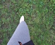 In a public park your stepsister can't hold back and pisses herself completely, wetting her leggings from www povas xxx com