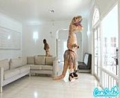 big ass latina teen chased by lesbian loving TREX on a hoverboard then fucked from trex