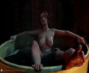 Triss enjoying her bath and her pussy showing her feet from 3d bad onion