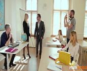 Slutty Blonde Students Stay Back After Class For Group Sex Gangbang With Teachers from 18 teacher porn the class mba