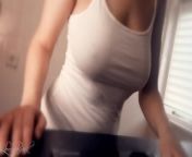 Scrubbing the Kitchen, Braless Tight Shirt. from ntrnude