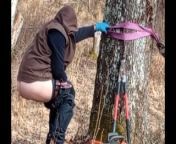 Lady P expertly handles more than just her D in the woods getting firewood from lady man