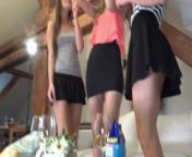 Sexy and hot girls BFF Birthday Party with short skirt miniskirts flying from upskirt tv