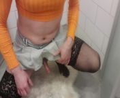 Jerk dick in women's clothing and cum profusely from boy locker nude s