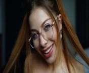 Schoolgirl with glasses and red lipstick swallowed all cum POV. from teen age sec