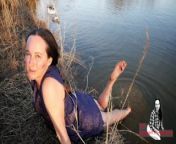 Wind Shivers My Nipples Hard As I Get Wet In Old Ripped Dress At Farm Pond from farmr
