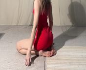 worship big barefoot legs in short dress yoga from giantess feet worship and sex video