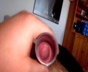 Chubby Teen Boy cum in a hole from small boy and fat aunty sex