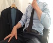 Solo Male Masturbation - Suited guy relaxes after a hard day from souit