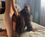 Hot stepmom without taking off her fur coat fucked hard with her stepson from furs fur coat