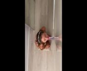 The girl attached a rubber dick to the wall and got an orgasm from it from www sannyleon sexy wall