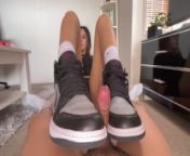 BALENCI BBY JORDAN 1 (SHADOW GREY) SNEAKERJOB!!! FINISH ON HER FEET from adorable young topless