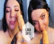 Blow job dildo with ahegao face and fake cum on face POV from lana job