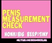 PENIS MEASUREMENT CHECK Comment Honk or Beep from penis meting