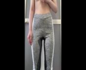 Cant Hold Morning Pee! Wetting gray leggings from erin gray young n